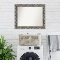 34" X 28" Non-Beveled Silver Luxor Wood Bathroom Wall Mirror - Amanti Art -Amanti Art GUEST 6c947dfc bbb3 4559 b33d b92bc9086b5d