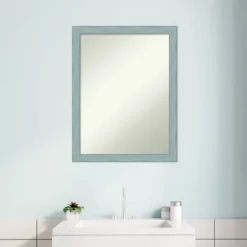 20" X 26" Non-Beveled Sky Blue Rustic Wood Bathroom Wall Mirror - Amanti Art -Amanti Art GUEST 6c96e01d e381 4283 ab5e d3614c594e61