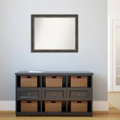 32" X 26" Non-Beveled Bark Rustic Char Narrow Wall Mirror - Amanti Art -Amanti Art GUEST 6d0ce111 ed25 47dc 9eac 9d4c9e1534f8