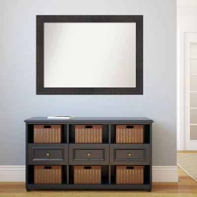 44" X 33" Non-Beveled Rustic Plank Espresso Bathroom Wall Mirror - Amanti Art 6 44" X 33" Non-Beveled Rustic Plank Espresso Bathroom Wall Mirror - Amanti Art - Image 4