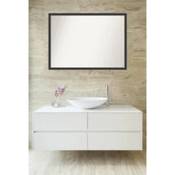 40"x29" Non-Beveled Wood Bathroom Wall Mirror Black - Amanti Art: Modern Rectangle, Wall Mount, Includes Hardware -Amanti Art GUEST 704efd6e 50e5 4884 a309 b0b40cd4fce2