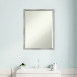 Amanti Art Shiplap White Narrow Petite Bevel Wood Bathroom Wall Mirror 25 X 19 In. -Amanti Art GUEST 715cdc77 c689 4cc9 ab2c eef47a59a98c