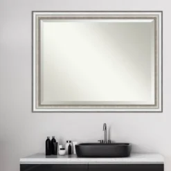 45" X 35" Salon Framed Bathroom Vanity Wall Mirror Silver - Amanti Art -Amanti Art GUEST 715f148d ca6e 462c 8b34 ff96698a2efa