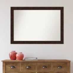 40" X 28" Non-Beveled William Mottled Bronze Narrow Bathroom Wall Mirror - Amanti Art -Amanti Art GUEST 7243df04 cc7d 4f4d ab0d 30c8dc9101cc
