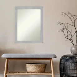 21" X 27" Non-Beveled Vista Brushed Nickel Narrow Bathroom Wall Mirror - Amanti Art 14 21" X 27" Non-Beveled Vista Brushed Nickel Narrow Bathroom Wall Mirror - Amanti Art -Amanti Art GUEST 7266d8e1 a63d 4ea4 8b32 367c19ebeb00