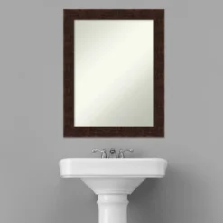 22" X 28" Non-Beveled William Mottled Bronze Narrow Bathroom Wall Mirror - Amanti Art -Amanti Art GUEST 7437dc57 6592 4bd8 aff5 0960f973bcce