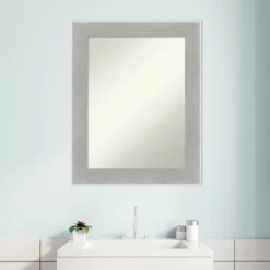 23" X 29" Non-Beveled Glam Linen Bathroom Wall Mirror Gray - Amanti Art -Amanti Art GUEST 7466d3aa 7db8 476c 8354 3606324e7925