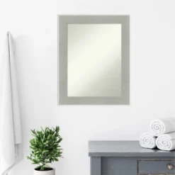 23" X 29" Non-Beveled Glam Linen Bathroom Wall Mirror Gray - Amanti Art -Amanti Art GUEST 74ad665f 0a3b 4680 9e5f d71ab3bbdedd