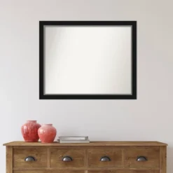 31" X 25" Non-Beveled Eva Narrow Bathroom Wall Mirror Black - Amanti Art -Amanti Art GUEST 75440aa7 154f 429e 972a c26aeedd71c5