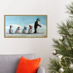 26" X 14" Ski School Penguins By Lucia Heffernan Framed Canvas Wall Art - Amanti Art -Amanti Art GUEST 7584de0c 3f27 4959 bf8a 6eff8795f927