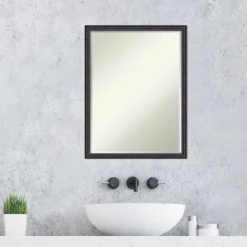 Amanti Art Dark Bronze Scoop Petite Bevel Wood Bathroom Wall Mirror 25.5 X 19.5 In. -Amanti Art GUEST 758840ed a63d 48d7 92e0 dcaed8624ccf