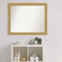 32" X 26" Non-Beveled Grace Brushed Bathroom Wall Mirror Gold - Amanti Art -Amanti Art GUEST 75b76a47 8d2f 4708 985c 76dd5469118f
