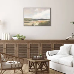 33" X 23" Dawn By The Water Neutral By Julia Purinton Framed Canvas Wall Art Print - Amanti Art -Amanti Art GUEST 75da1354 3124 4aa8 acdc d921471b358b