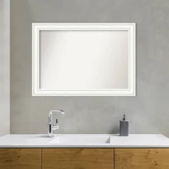 41" X 29" Non-Beveled Craftsman Wood Bathroom Wall Mirror White - Amanti Art -Amanti Art GUEST 75ee46ff a8c7 4a44 98e4 209983a48c2f
