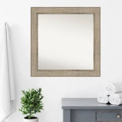 32" X 32" Non-Beveled Trellis Silver Wood Bathroom Wall Mirror - Amanti Art -Amanti Art GUEST 7642f1b8 75ed 4956 b7d8 cf9a197aece8