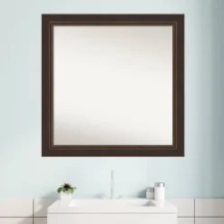 31" X 31" Non-Beveled Lara Wood Bathroom Wall Mirror Bronze - Amanti Art 17 31" X 31" Non-Beveled Lara Wood Bathroom Wall Mirror Bronze - Amanti Art -Amanti Art GUEST 7695a41a 648e 43aa a9ff e8da50f41b11