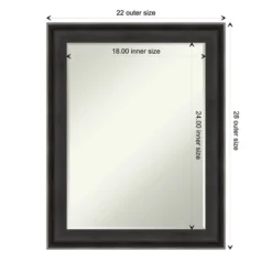 Amanti Art Allure Charcoal Petite Bevel Wood Bathroom Wall Mirror 28.5 X 22.5 In. -Amanti Art GUEST 76f9e82f 481d 4b1d 817e e6a963f1c4a5