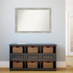 40" X 28" Non-Beveled Dove Gray Wash Narrow Wall Mirror - Amanti Art -Amanti Art GUEST 77044721 63cd 4453 8451 5dce8422ffde