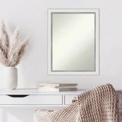 21" X 27" Non-Beveled Eva White Silver Narrow Wall Mirror - Amanti Art -Amanti Art GUEST 777378eb 16e6 4888 8102 b8d9732408b6