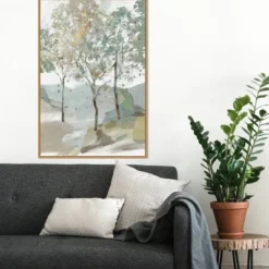 22" X 33" Breezy Landscape Trees II By Allison Pearce Framed Canvas Wall Art Light Brown - Amanti Art -Amanti Art GUEST 77ba1403 439a 4b94 beb6 060a5e47f7ce