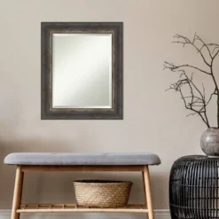 21" X 25" Bark Rustic Char Framed Wall Mirror Brown - Amanti Art -Amanti Art GUEST 77ec06f0 ac64 4cfe b183 282240970ae1