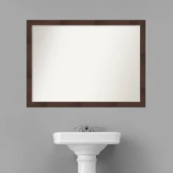 41" X 30" Non-Beveled Wildwood Brown Narrow Bathroom Wall Mirror - Amanti Art -Amanti Art GUEST 7873ff59 4d1d 4fc6 8a59 21845302795c