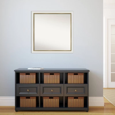 29" X 29" Non-Beveled Eva White Gold Narrow Wall Mirror - Amanti Art: Modern Square, Polystyrene Frame 7 29" X 29" Non-Beveled Eva White Gold Narrow Wall Mirror - Amanti Art: Modern Square, Polystyrene Frame - Image 5