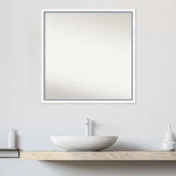 28"x28" Non-Beveled Morgan Wood Bathroom Wall Mirror White/Blue - Amanti Art: Square, Modern, Wall Mount 15 28"x28" Non-Beveled Morgan Wood Bathroom Wall Mirror White/Blue - Amanti Art: Square, Modern, Wall Mount -Amanti Art GUEST 78da774d 0123 4b23 a935 b1c28d4b615d