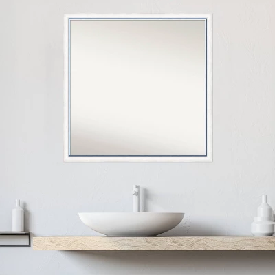 28"x28" Non-Beveled Morgan Wood Bathroom Wall Mirror White/Blue - Amanti Art: Square, Modern, Wall Mount 8 28"x28" Non-Beveled Morgan Wood Bathroom Wall Mirror White/Blue - Amanti Art: Square, Modern, Wall Mount - Image 6
