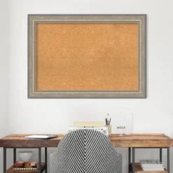 41"x29" Wood Frame Natural Cork Board Fleur Champagne Silver - Amanti Art: Wall Mount, Custom Quality -Amanti Art GUEST 78f2ff87 f39a 4736 8c6f 691868b71487