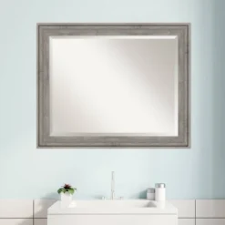 Regis Barnwood Framed Bathroom Vanity Wall Mirror Gray - Amanti Art -Amanti Art GUEST 79601bd0 1694 4a59 8077 88a0175a32c6