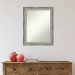 23" X 29" Non-Beveled Waveline Silver Narrow Bathroom Wall Mirror - Amanti Art -Amanti Art GUEST 796dfde2 5daf 4565 ae95 b5c943b371b6