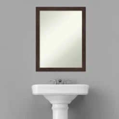 21" X 27" Non-Beveled Fresco Wood Bathroom Wall Mirror Dark Walnut Brown - Amanti Art -Amanti Art GUEST 79883382 a24c 40c6 b0d4 141a382c4147