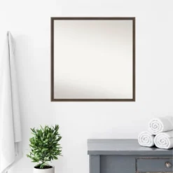 27" X 27" Non-Beveled Hardwood Wedge Wood Bathroom Wall Mirror Mocha Brown - Amanti Art -Amanti Art GUEST 7a55e35d 2d2f 4359 a804 65c42b629663