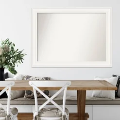 44" X 33" Non-Beveled Ridge White Wall Mirror - Amanti Art -Amanti Art GUEST 7a57ac8b f373 461d 8188 e67c0ecf3a47