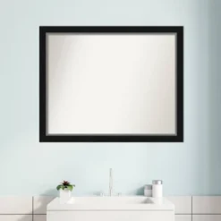 31" X 25" Non-Beveled Eva Narrow Bathroom Wall Mirror Black - Amanti Art -Amanti Art GUEST 7a604f90 e96e 4974 9580 d830b3246e4f