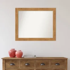 32" X 26" Non-Beveled Carlisle Blonde Wood Wall Mirror - Amanti Art -Amanti Art GUEST 7ab49cd1 babc 45f4 ab1a 07ffbf057acc