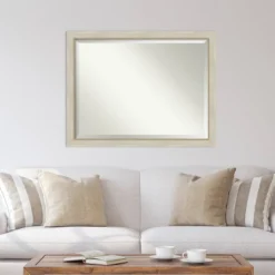 44" X 34" Beveled Parthenon Cream Wood Wall Mirror - Amanti Art -Amanti Art GUEST 7b2f44e8 a141 481b 9826 c44389a1e03d