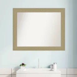 32" X 26" Non-Beveled Mosaic Bathroom Wall Mirror Gold - Amanti Art -Amanti Art GUEST 7b9969d8 2d65 46e0 93dd 8c1d02977c3e