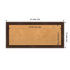 Amanti Art 33"x15" Narrow Wood Frame Natural Cork Board Warm Walnut : Bulletin Board For Office, Wall Mounted Presentation Board -Amanti Art GUEST 7bd97c6e a48d 49e2 81c0 f5c7bcaf4a68