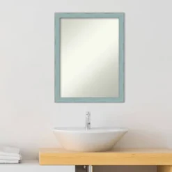 20" X 26" Non-Beveled Sky Blue Rustic Wood Bathroom Wall Mirror - Amanti Art -Amanti Art GUEST 7df3c1d9 ad97 43d1 b4a7 2b6f73108843