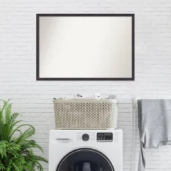 38" X 26" Non-Beveled Scoop Wood Bathroom Wall Mirror Dark Bronze - Amanti Art -Amanti Art GUEST 7e5a79ec 126f 4aa3 b121 0e48ce626f01