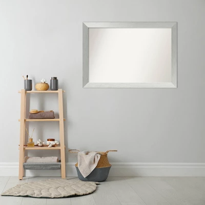 40" X 28" Non-Beveled Wood Bathroom Wall Mirror Brushed Sterling Silver - Amanti Art 7 40" X 28" Non-Beveled Wood Bathroom Wall Mirror Brushed Sterling Silver - Amanti Art - Image 5