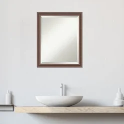 Amanti Art Distressed Rustic Brown Beveled Wood Bathroom Wall Mirror -Amanti Art GUEST 801527d3 4448 49aa b843 ed5dd3630df6