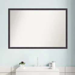 38" X 26" Non-Beveled Scoop Wood Bathroom Wall Mirror Dark Bronze - Amanti Art -Amanti Art GUEST 80dcb513 01bb 4c66 a00d 9444dd1fe8c6