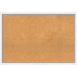 38"x26" Morgan Wood Frame Natural Cork Board White/Blue - Amanti Art: Bulletin Board For Office, Wall Mounted -Amanti Art GUEST 8232bb9a ab8c 4c94 bfe5 9423b4a68056