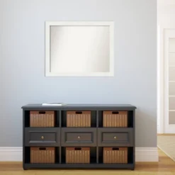 32" X 26" Non-Beveled Vanity White Narrow Bathroom Wall Mirror - Amanti Art -Amanti Art GUEST 824f5ee5 28b8 4dbb ba44 a807e5379ddc