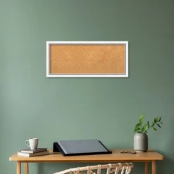32"x14" Morgan Wood Frame Natural Cork Board White/Blue - Amanti Art: Wall Mount, Bulletin Board, No Choking Hazard -Amanti Art GUEST 84583ee6 b23d 4d99 8cdc ff2479c62623