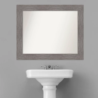 34" X 28" Non-Beveled Pinstripe Plank Gray Bathroom Wall Mirror - Amanti Art 9 34" X 28" Non-Beveled Pinstripe Plank Gray Bathroom Wall Mirror - Amanti Art - Image 7