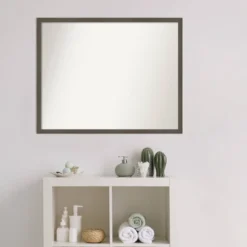 30" X 24" Non-Beveled Svelte Clay Gray Wood Bathroom Wall Mirror - Amanti Art -Amanti Art GUEST 854e15b0 cc07 4207 8f5a 44fedaf13c5c